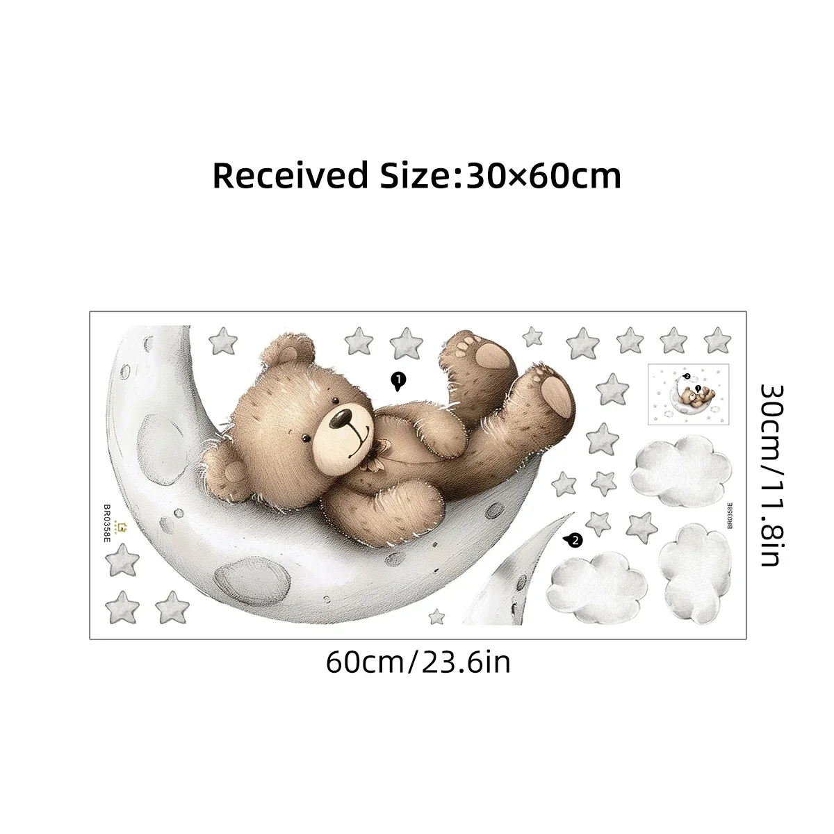 1Pc Cartoon Star Moon Sleep Bear Adesivo da parete per articoli decorativi per la camera da letto Soggiorno Decorazioni per la camera dei bambini