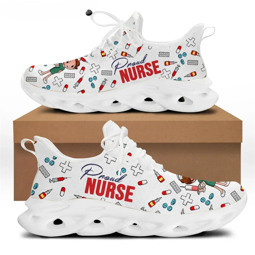 

Women White Nursing Shoes Cute Cartoon Nurse Doctor Medical Brand Design Female Mesh Flat Sneaker Zapatillas Mujer