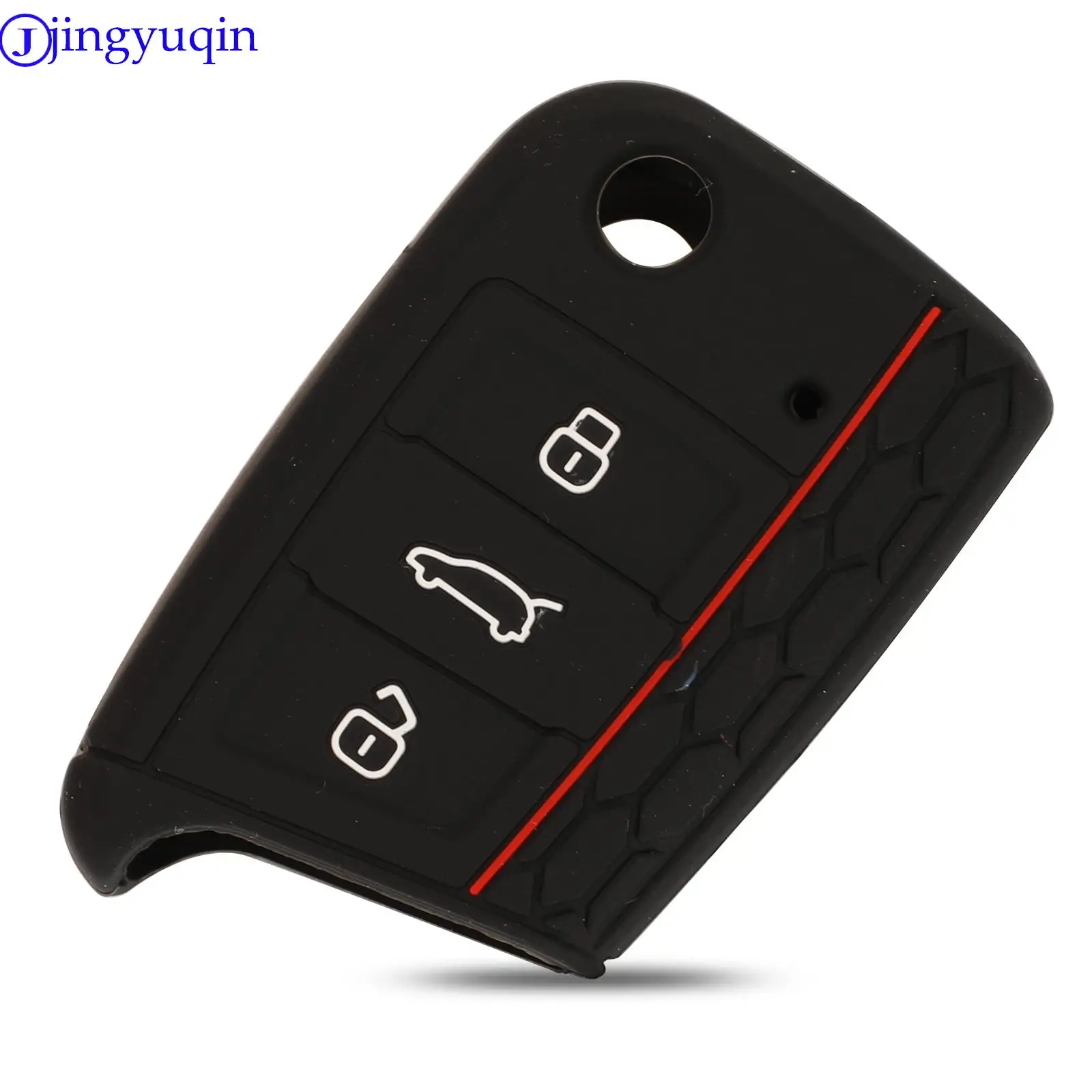 Jingyuqin-3 Botão de Silicone Key Fob Capa, Capa para VW Polo 2016, Golf 7, MK7, Skoda Octavia, Combi A7, SEAT Leon, Ibiza, Cupra