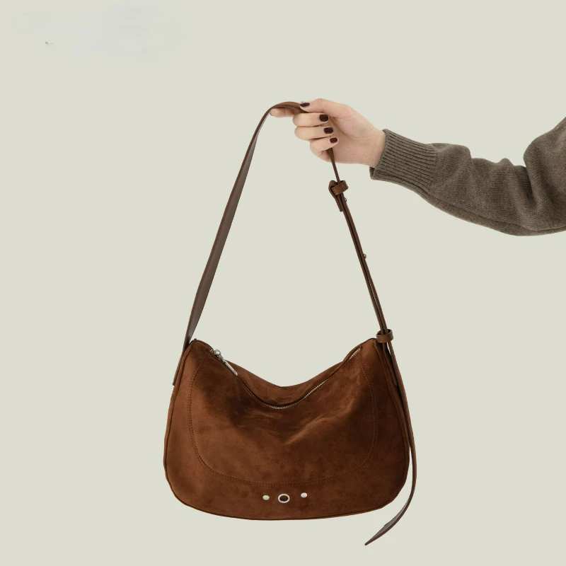 

Женские универсальные и легкие сумки на плечо, зимняя замшевая сумка через плечо для хранения, простая стильная сумка с расслабленной текстурой и ручкой