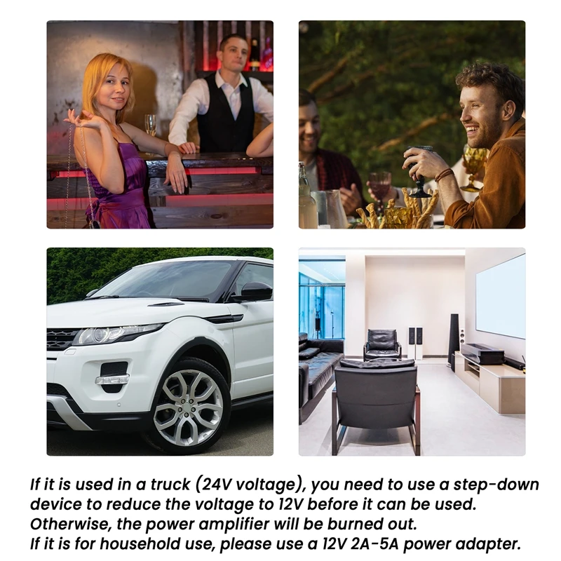 12 فولت الصوت الرقمي مكبر كهربائي بلوتوث 5.0 HIFI ثلاثة أضعاف وباس الصوت أمبير 20Wx2 للمنزل مسرح نادي سيارة الطرف