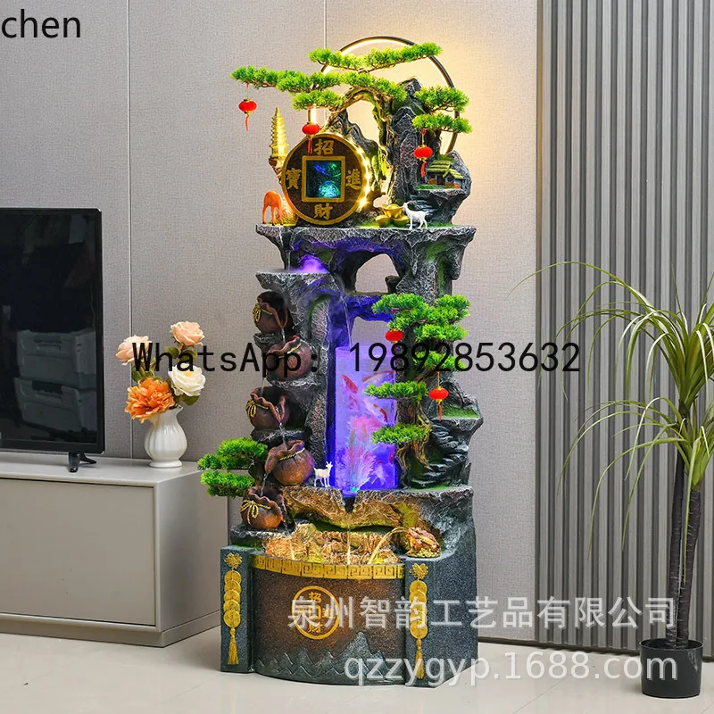 YFY Fake Mountain Fountain Gourd Water Flowing Ornament  Water Fish Tank Living Room Office Wealth-Attracting Floor Decoration