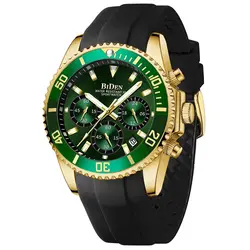 BIDEN Men's Watch Brand Luxury Silicone Strap Waterproof Sports Quartz Chronograph Military Watch Men's Clock Relogio Masculino