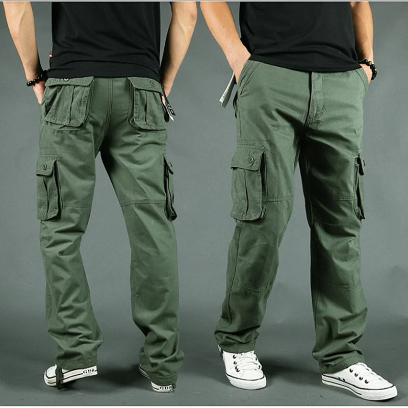 

New Casual Pants Multi-pocket Overalls Men's Loose Plus Size Thick Cotton Trousers Outdoor Tooling Cargo Clothing