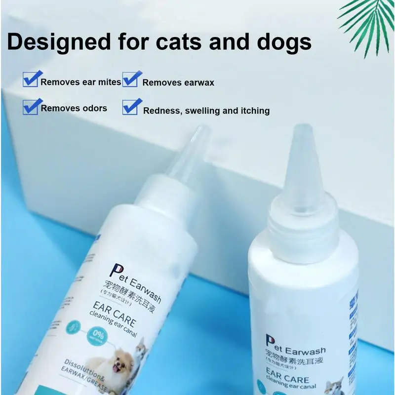 Pet Ear Drops Cat Dog Ear Cleaner Mites Removal Earwax Clean InfectionControl Deodorizing Relieves Itching Dog Ear Wash Solution