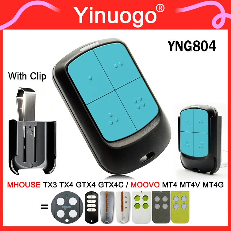 For MHOUSE MOOVO Gate Remote Control Compatible With MHOUSE TX3 TX4 GTX4 MOOVO MT4 MT4V MT4G Garage Door Opener YNG804