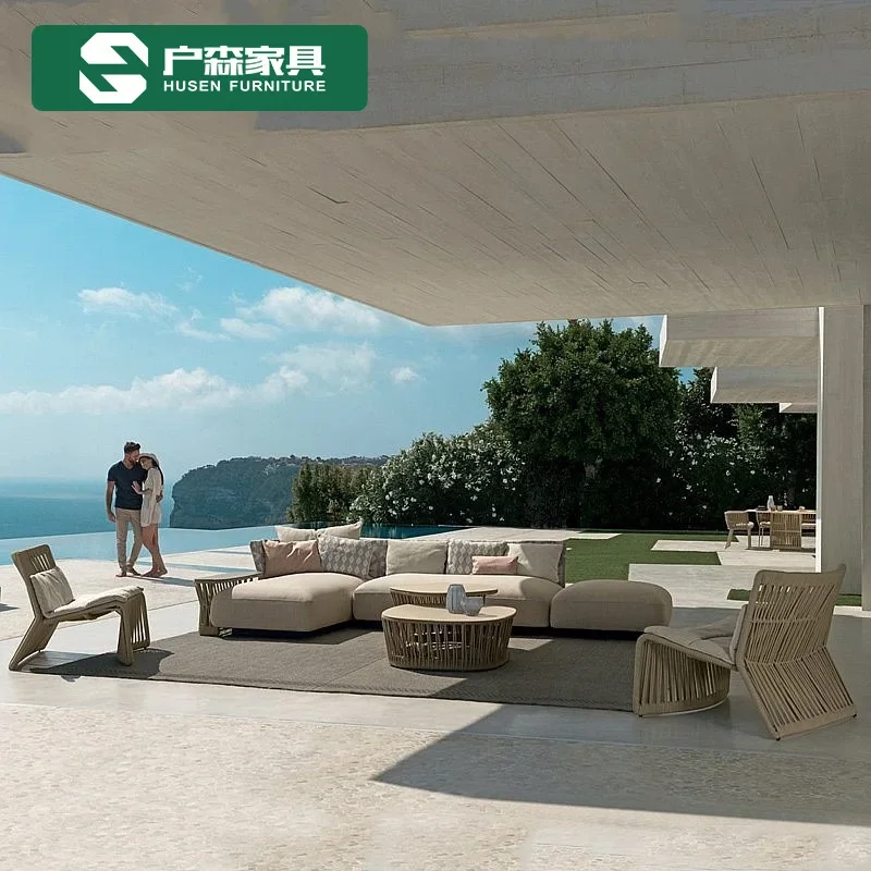 Outdoor furniture Sofa Courtyard Balcony Combination Outdoor Sun Room Rattan Leisure Small Coffee Table Furniture