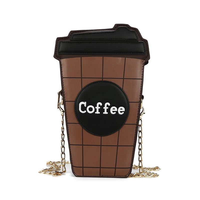 Fun Coffee Cup Shape Chain Shoulder Bag Women Purses and Handbags Fashion Small Crossbody Bag Girls Casual Clutch Bag Pu Leather