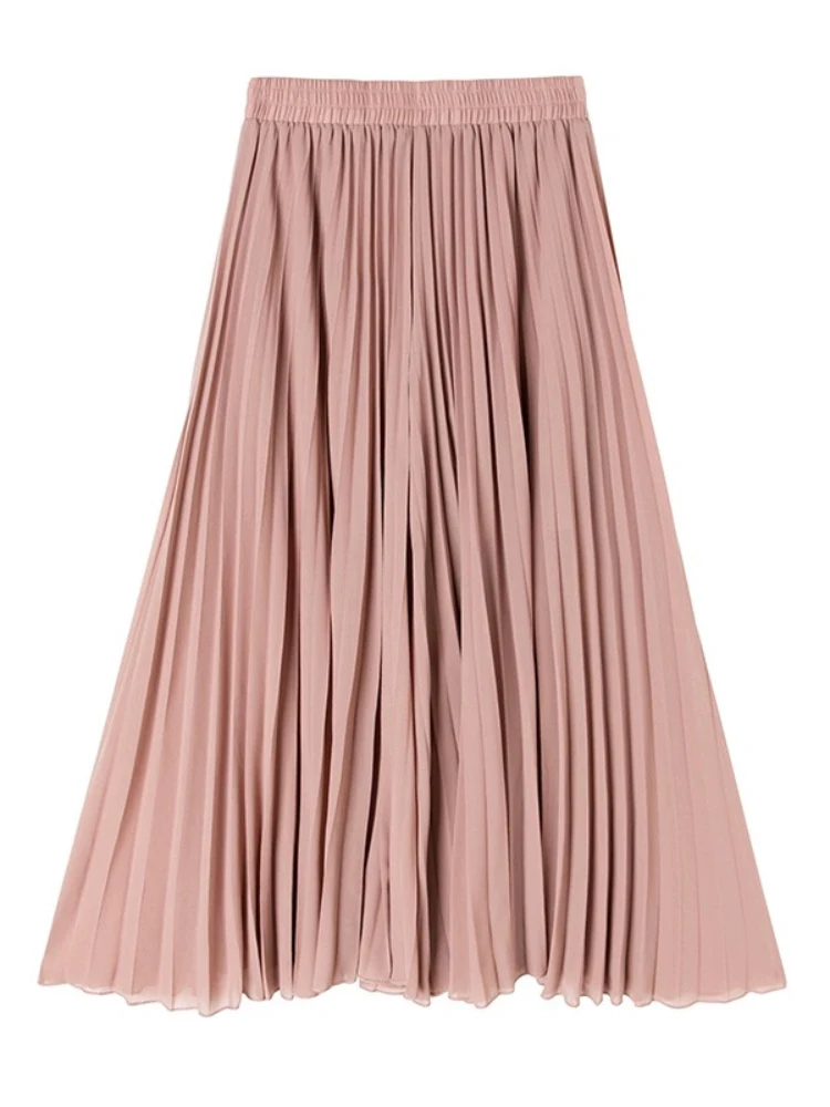 Falda plón de gasa pada hoada informal de pierna ancha con cintura alta y estilo coreano para mujer de verano