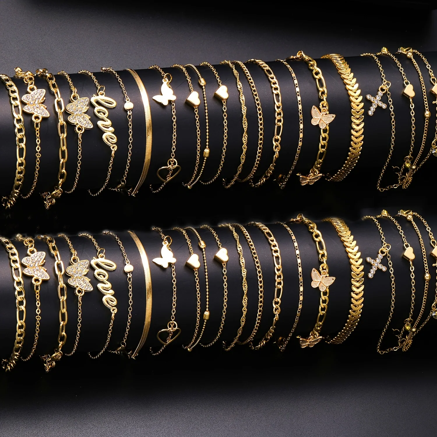 14 قطعة البوهيمي الصيف شاطئ خلخال مجموعة للنساء خمر فراشة القلب كريستال قلادة القدم أساور خاتم هدايا مجوهرات أنيقة جديد #4