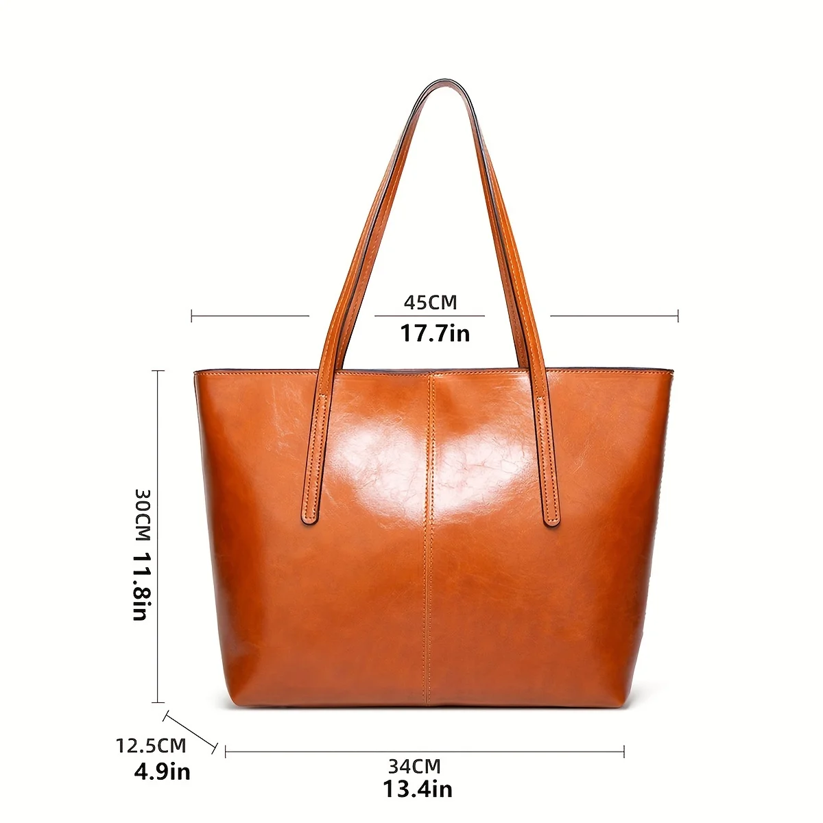 New European and American Fashion Large Capacity Oil Wax Skin Shoulder Bag for Women\'s Handheld Tote Bag Cross border Manufactur