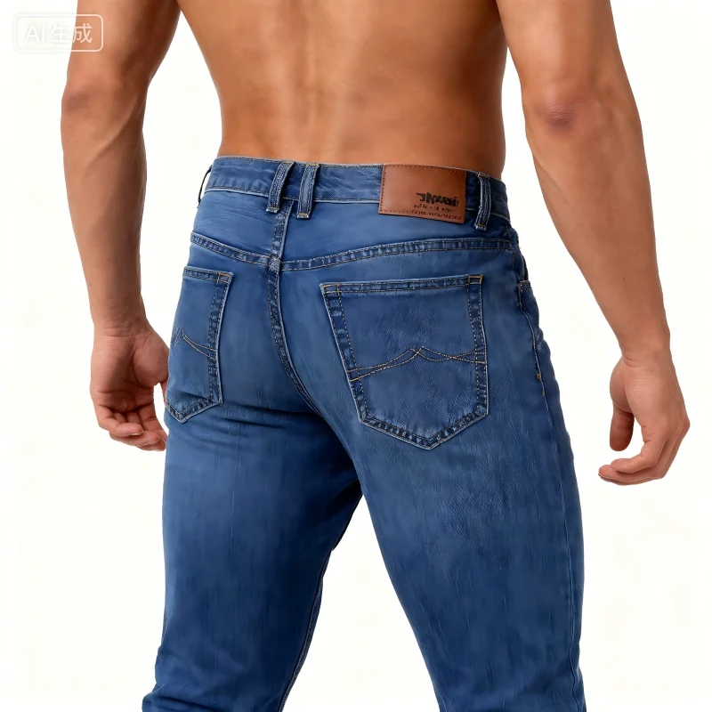 2025 New Autumn Classic Men's Fitted Stretch Jeans High-end Blue Black Casual All-Match Pants Straight Leg Men's Pants