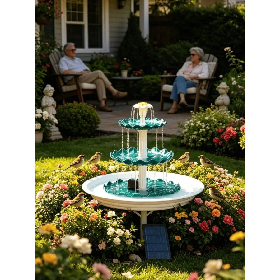 

【New Arrival】3-Tier Solar Bird Bath Fountain, Outdoor Water Feature with Solar Pump for Garden & Patio