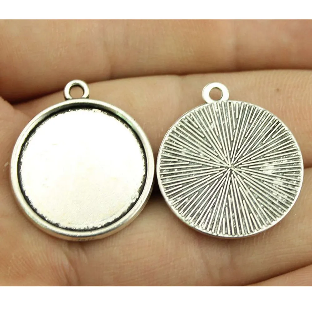 أجزاء الملحقات تناسب جولة 20 مم الزجاج كابوشون قاعدة إعداد صينية الحافة Antiqeu البرونزية مجوهرات باردة