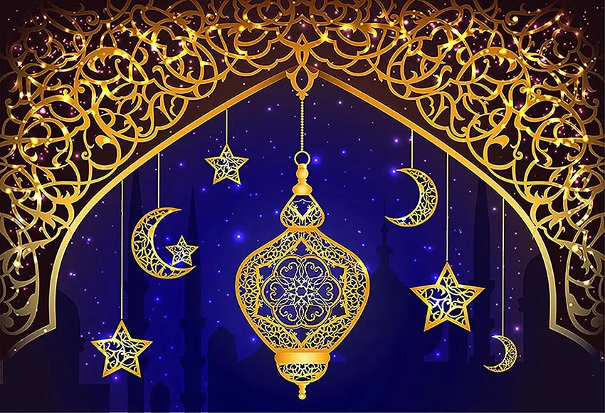 خلفية تصوير Mehofond لعيد مبارك ليالي عربية فوانيس رمضان إسلامية قلعة القمر ديكور الحفلات خلفية استوديو الصور