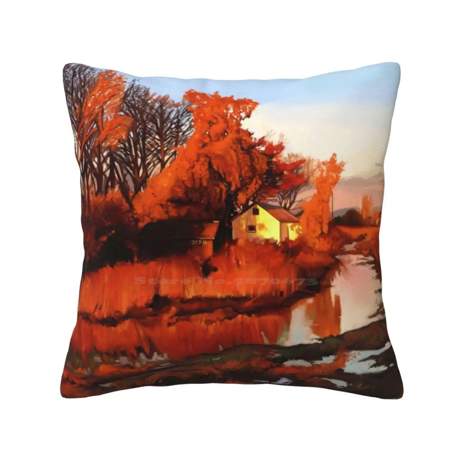 Finn Slough In Autumn Soft Comfortable Pillowcase Landscape Autumn Fall Richmond Vancouver Scenery Finn Slough British Columbia