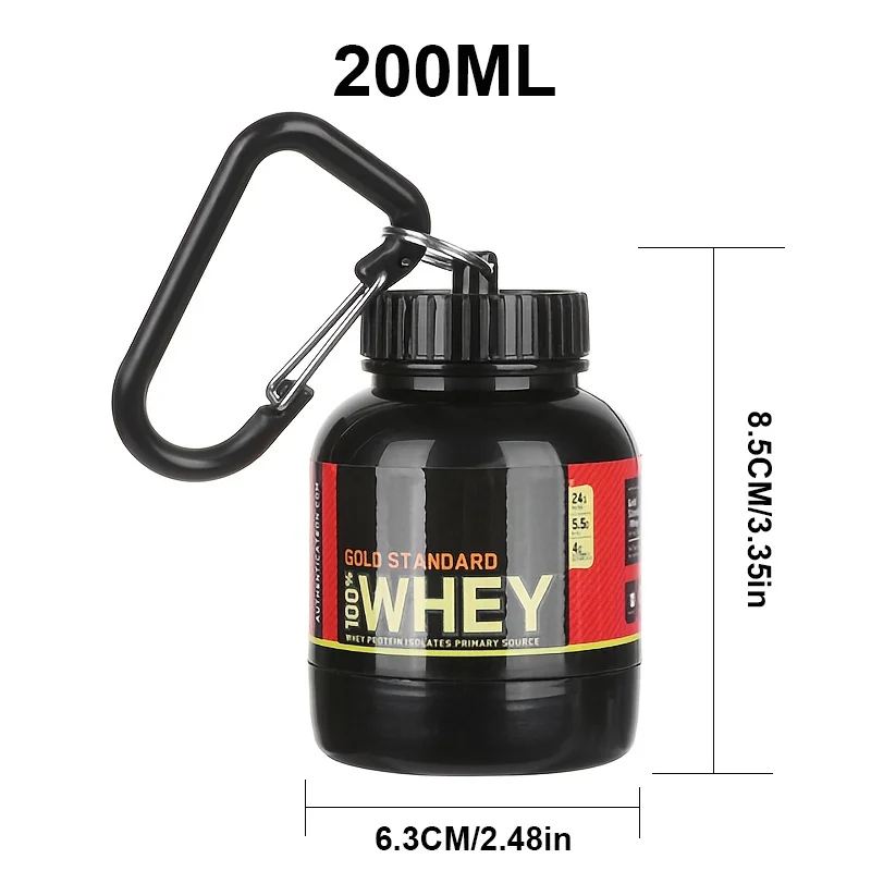 100/200 ml draagbare eiwitpoedersupplementcontainer Lichtgewicht lekvrije opslagfles - afbeelding 1