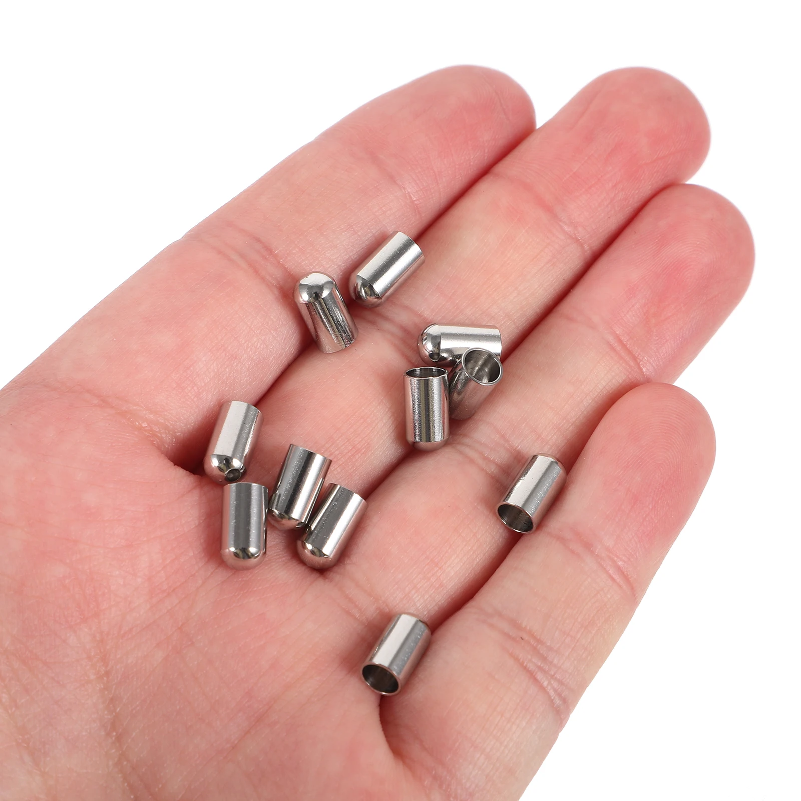 

30pcs Stainless Steel Cord End Cap Rope Stopper Fastener Metal Bracelet Necklace Accessory Lightweight Durable Diy Jewelry
