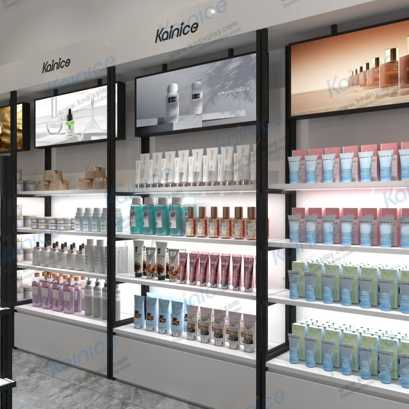 custom.Kainice Custom Size Brands Eyelash Cosmetic Display Cabinet Showcase Acrylic Make up Display Stand Shelf Display Rac