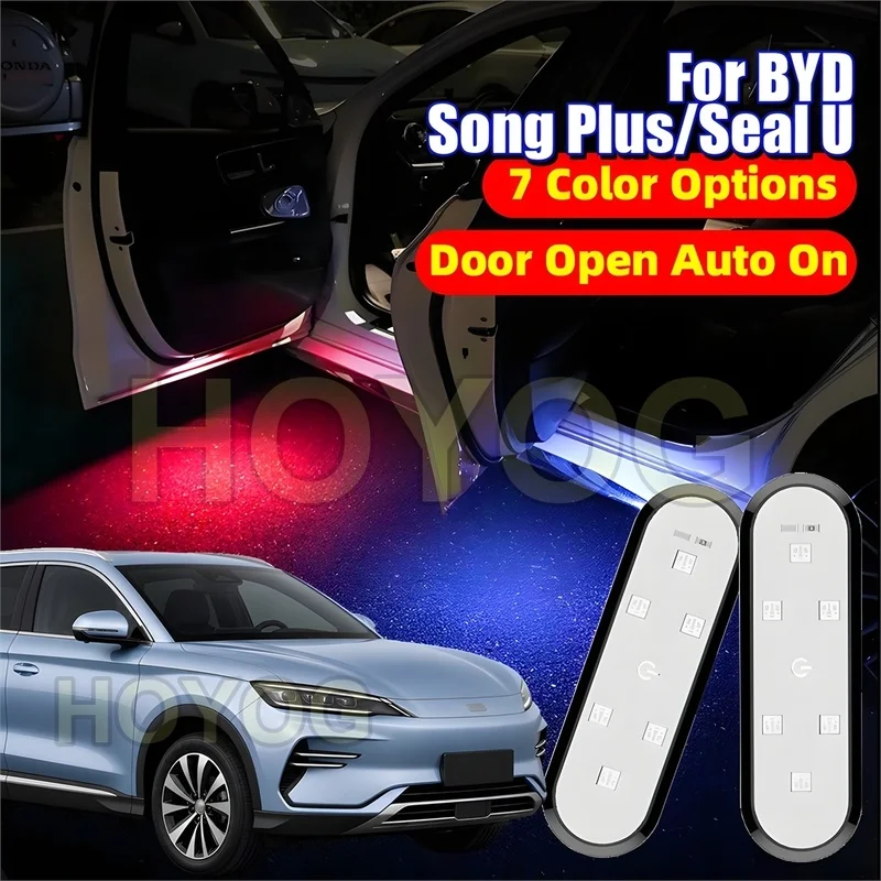 Fit for BYD Song Plus/Seal U 2022-2026 Wireless Multi-Color Car Door Welcome Lamp for Puddle Lighting with Type-C Charging