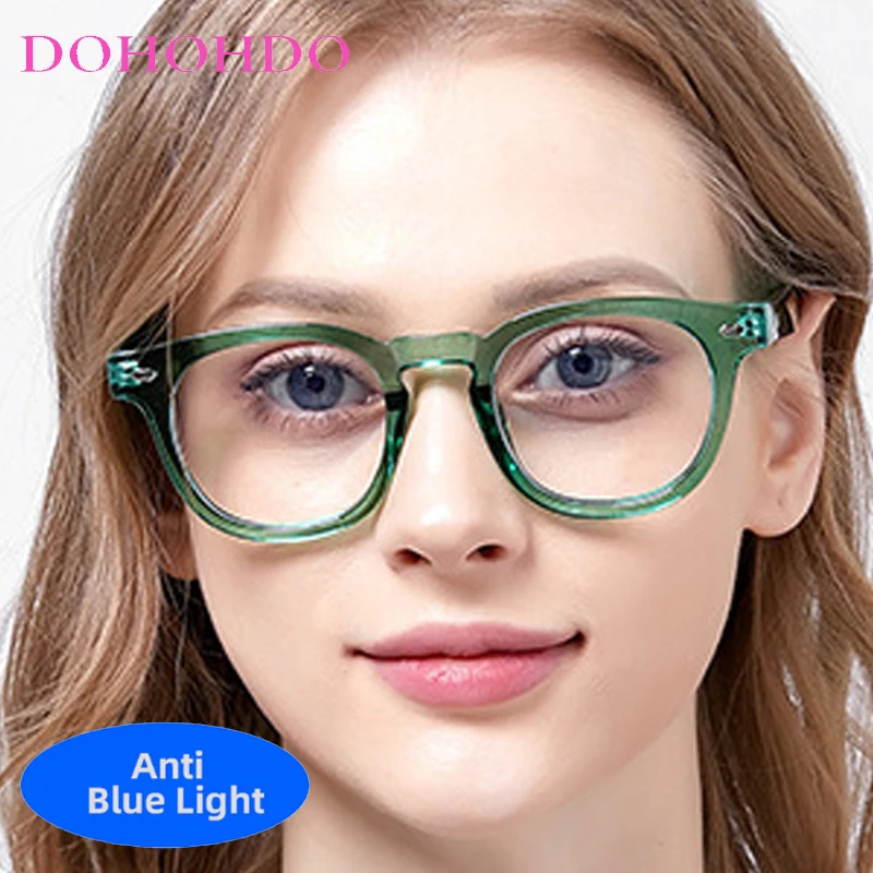 

Classic Round Small Frame Rivets Decoration Optical Glasses For Women Men Vintage Brand Design Computer Anti-Blue Light Eyewear