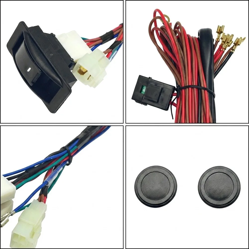 12V 24V for Power Window Switch Kit for two-Door Automobiles Including 3 Switches Harness and Mounting Hardware Set