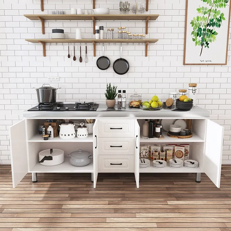 

Integral stainless steel 304/201 household kitchen hanging integrated rental simple cabinet combination