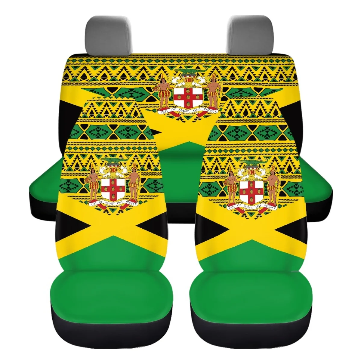 Jamaica Flag Printed Car Seat Cover Front Seats 7Pcs Set Patriotic Universal Fit for Most Vehicle Seat Belt Covers Backpack Pads