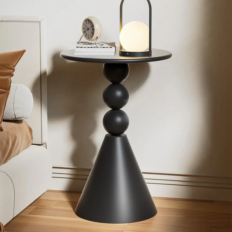 طاولة بجانب السرير لغرفة النوم الاسكندنافية الجديدة مع ملمس راقي، وطاولة بجانب السرير المنزلية، ورف صغير حديث وبسيط بجانب السرير، لون أسود #5