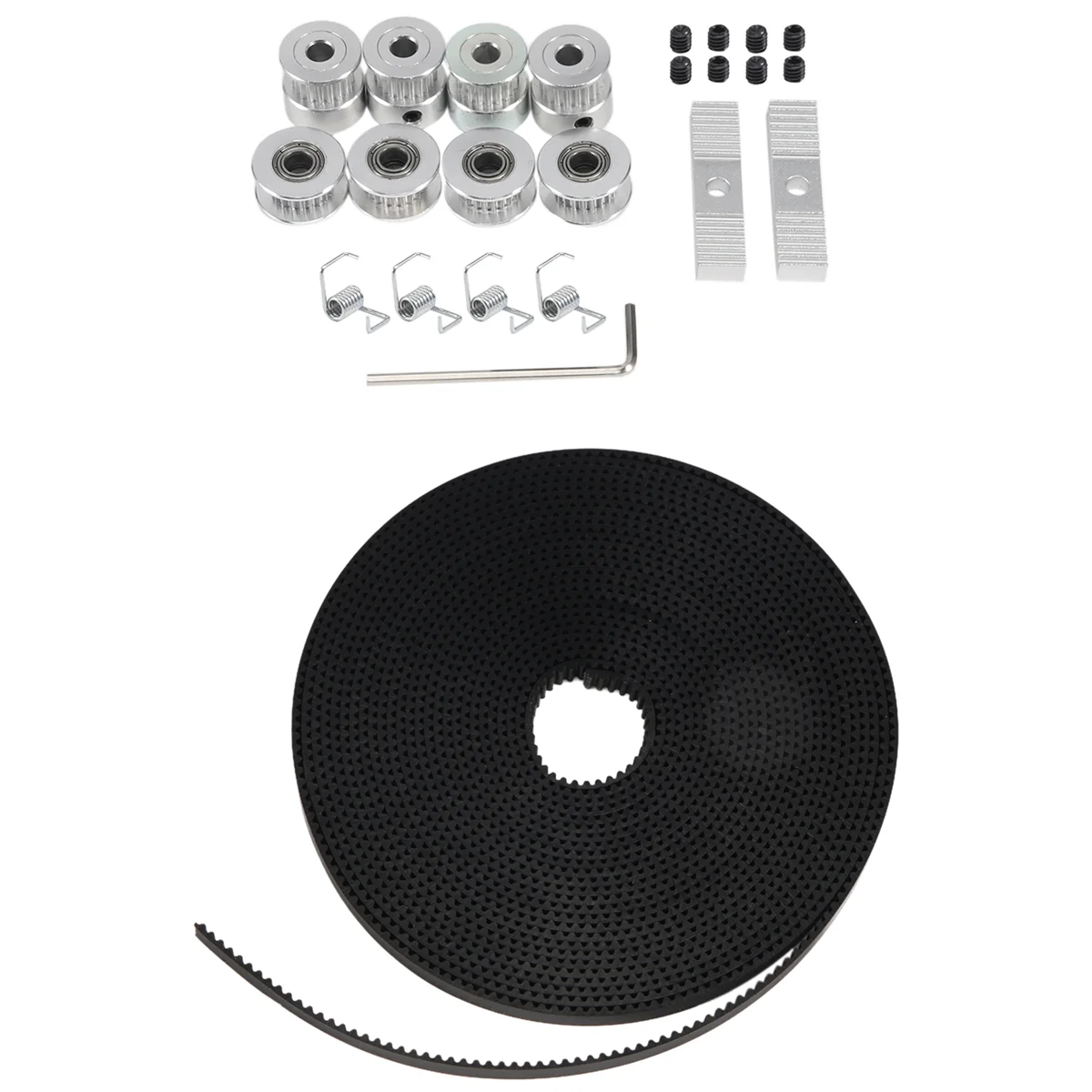 

5Mx6Mm Gt2 Timing Belt +4Pcs 20 Tooth 5Mm Inner Diameter Pulley +4Pcs Idler + 4Pcs Tensioner Spring Torsion +2Pcs Gear Clamp Mou