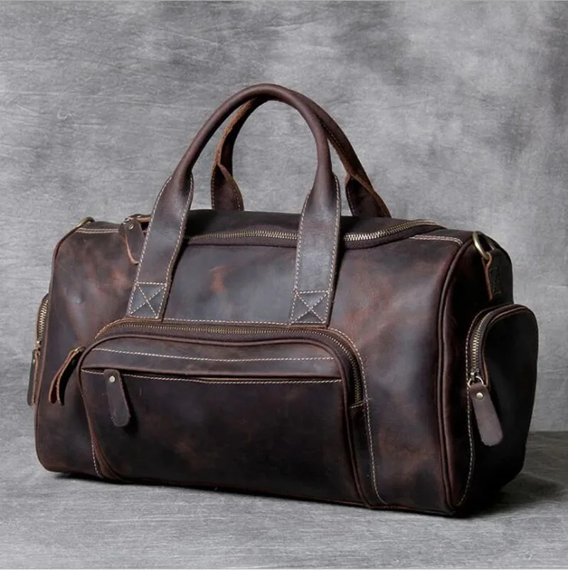 Genuine Leather Travel Bag For Man Travel Tote Women Big Weekend Bag Fit 14 inch Laptop Cowskin Luggage Duffle Bag Male Handbags