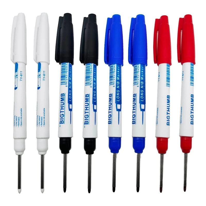 

8Pcs Waterproof Long Nose Marker Permanent Markers And Marker Pens In 2Mm Felt Tip, 30Mm Reach