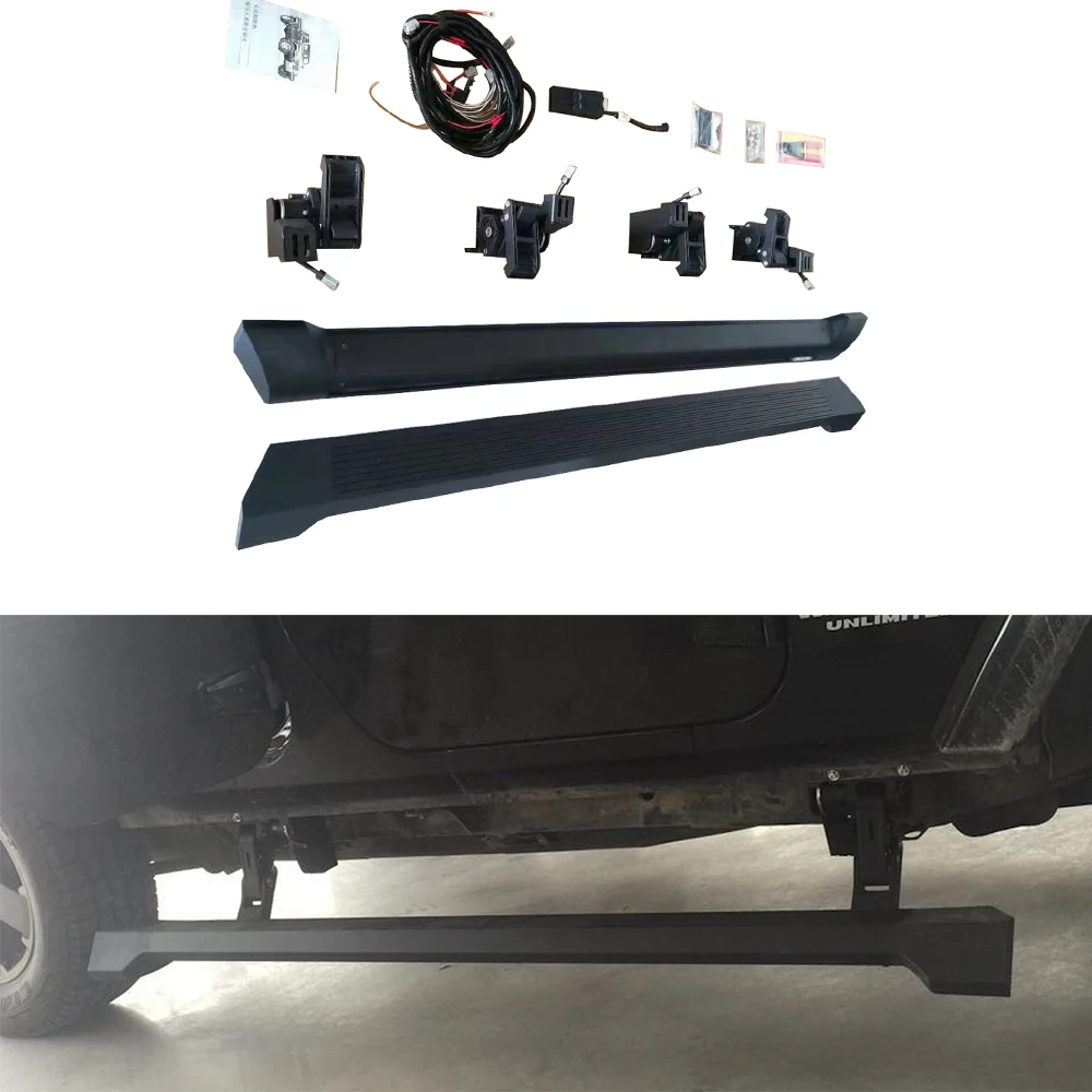 Black 4 Door Electric Side Steps Running Board For Jeep Wrangler JK 2007-2017 J336