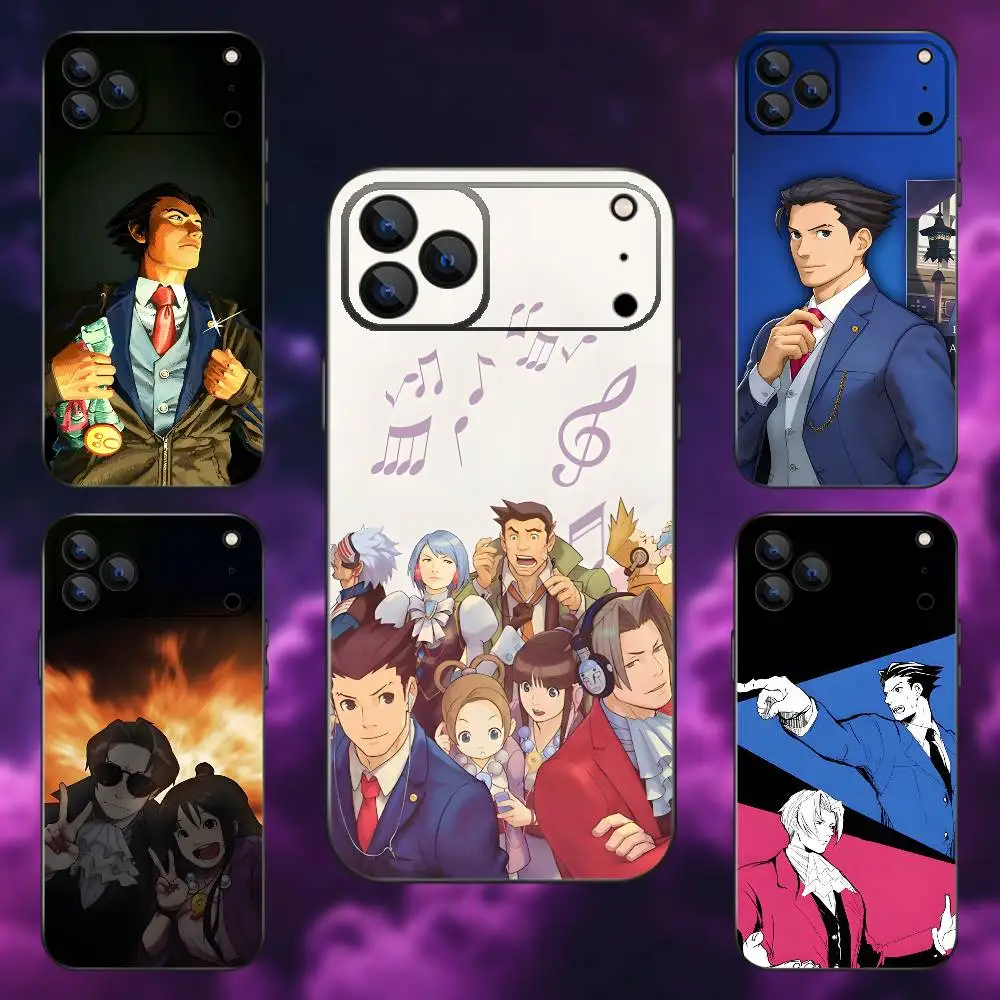 

Game Ace A- Attorney Phone Case For iPhone 17,16,15,14,13,12,Pro,Max,Plus,E,SE4,Air,Mini Black Soft Box