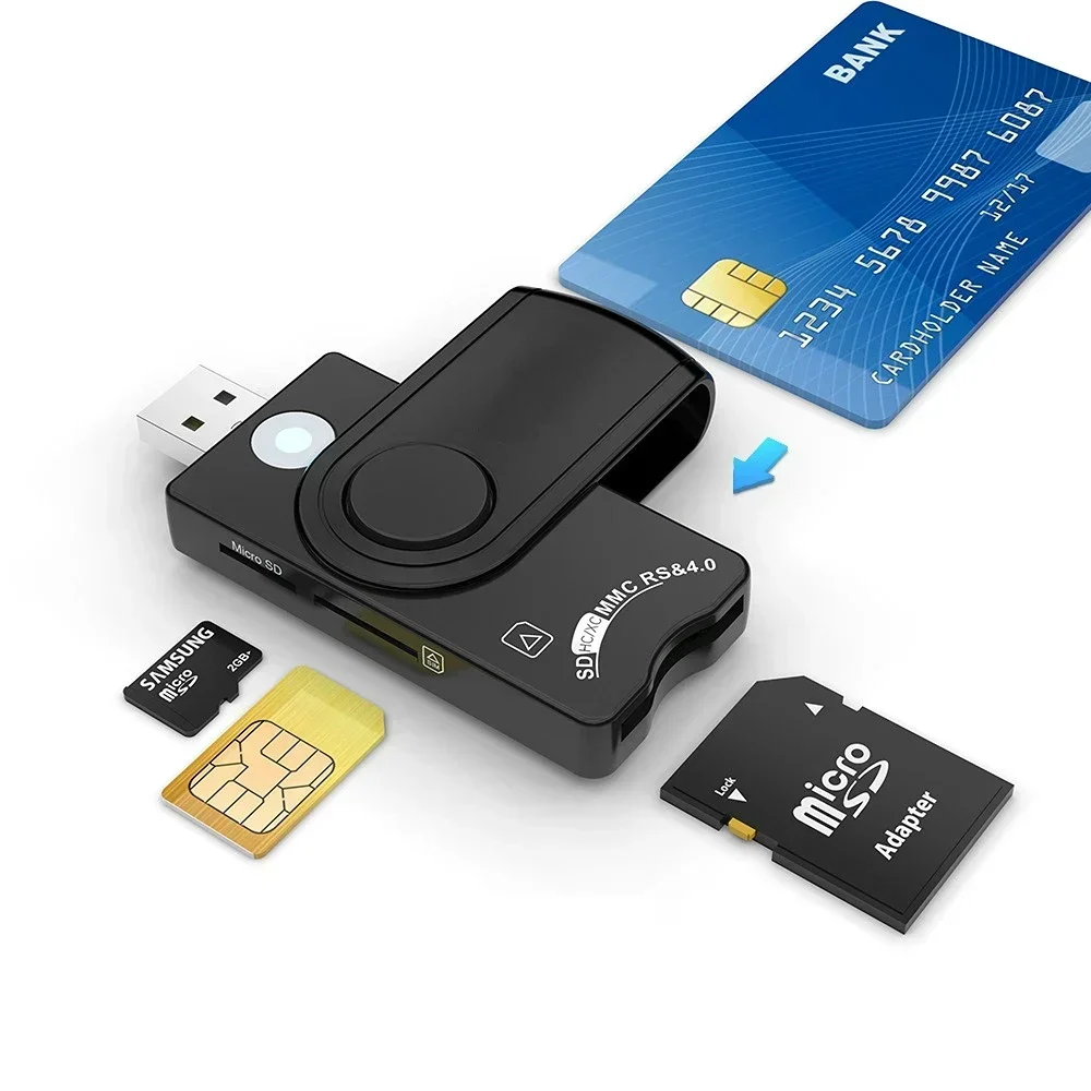 USB SIM 스마트 카드 리더, 은행 카드 IC ID EMV SD TF MMC 카드 리더, USB-CCID ISO 7816, 윈도우 7, 8, 10 리눅스 OS