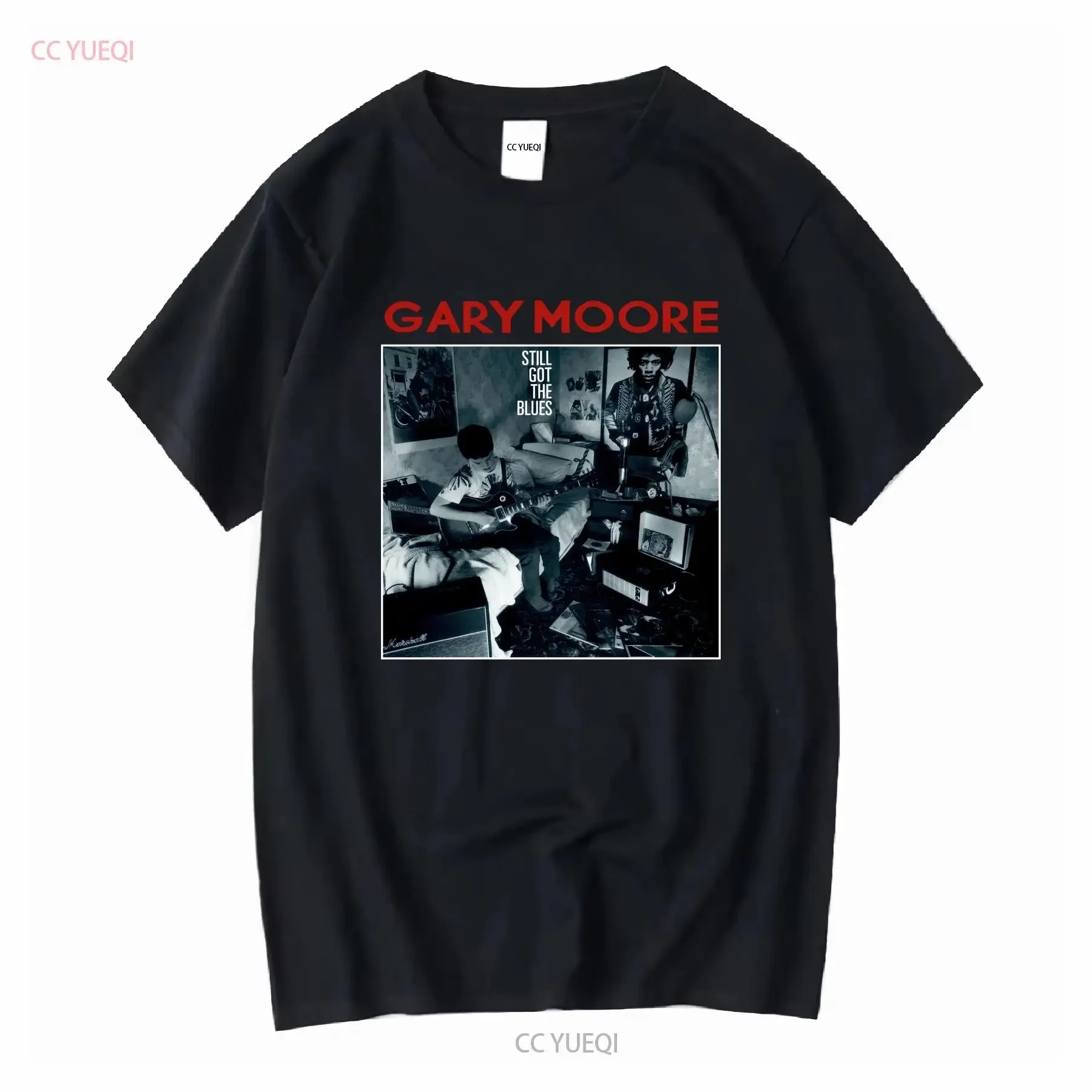 Vtg GARY MOORE Heavy Cotton Black T Shirt vintage Washed Unisex streetwear Top For Everyday Wear graphic fashion Slightly homme