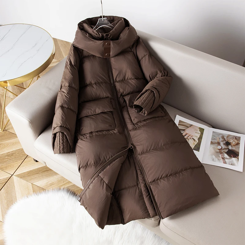 90 White goose Down Jacket for women Winter 2025 New High-end Thicken Down Jacket for women, warm Parker Female Long Overcoat