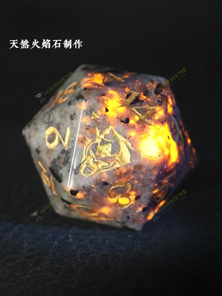 Large D20 Flame Dice Natural Flame Stone Success Dice Support Symbol Digital Customization