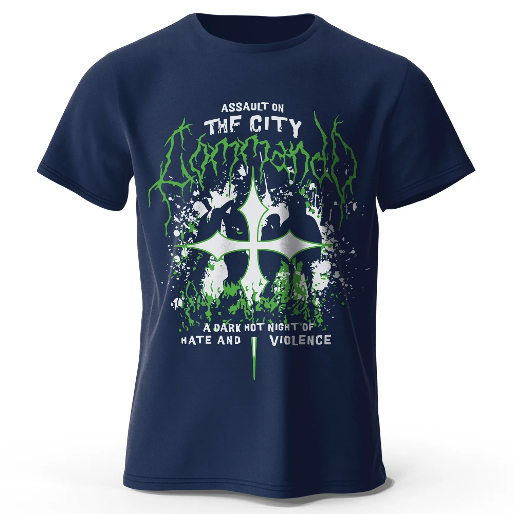 Men's Assault on The City Printed T-Shirt 100% Cotton Oversized Street Casual Graphic Tees for Men Women Summer Tops