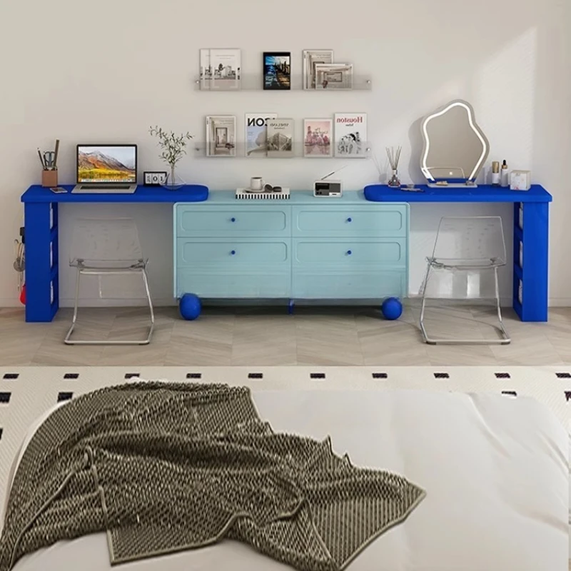 

Simple tone cream desk integrated computer desk 2-in-1 solid wood corner children