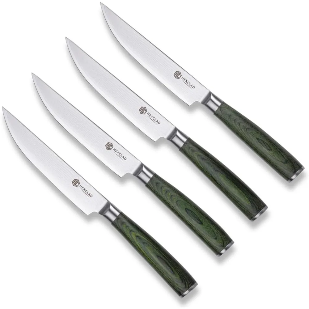 Steak Knife Set, 4-Pieces Damascus Stainless Steel Blades