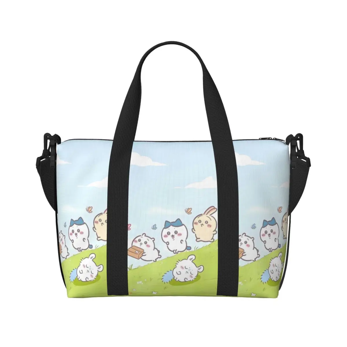 

Custom Chiikawa Tote Bag for Women Large Capacity Cute Cartoon Gym Beach Travel Bags