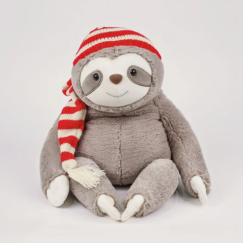 38/60cm Cute Animal Long Armed Sloth Plush Toy Soft Stuffed Sloth Plush with Hat Perfect Christmas Gift