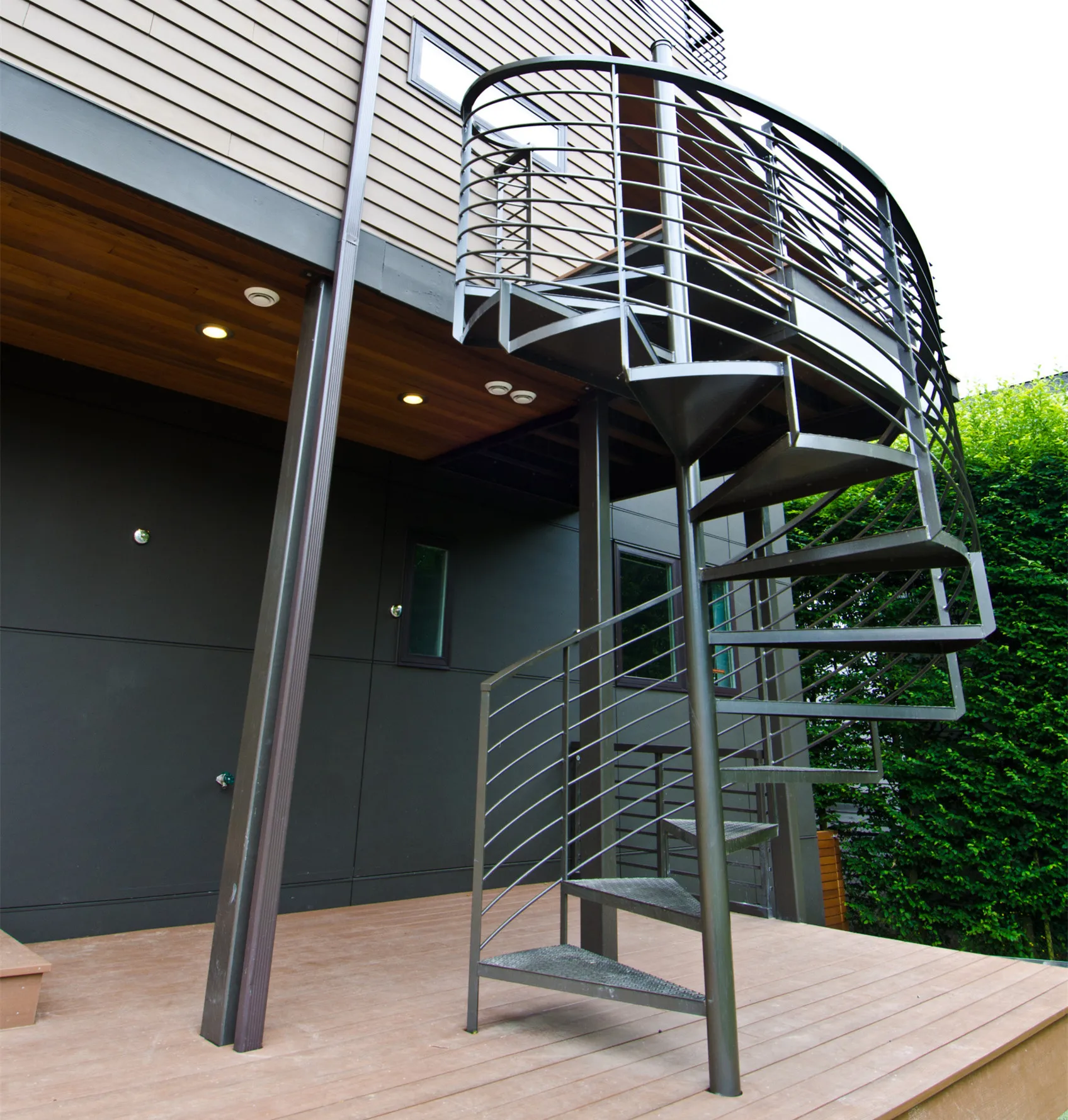 Customization Garden Outdoor Patio Staircase Winding Curved Stair Outdoor Exterior Stainless Steel Spiral Staircase