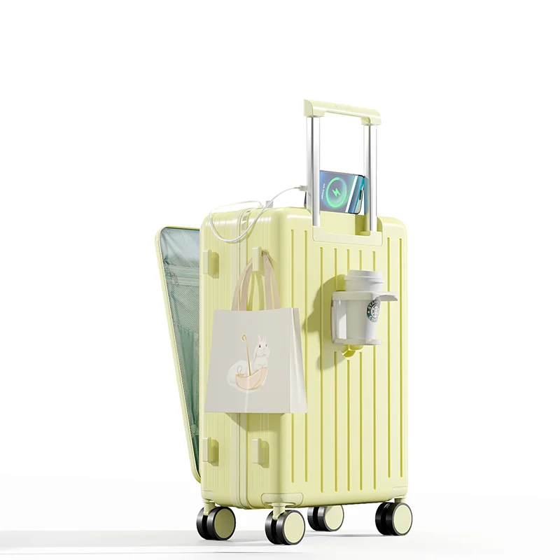 

New Front Opening Suitcase Multifunctional Rolling Luggage Women 20 Inch Boarding Suitcase 24 inch Men Trolley Bags