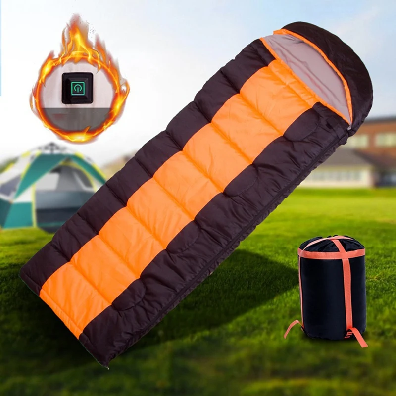 Electric Heated Sleeping Bag With Down Cotton Mat And Type-C Interface For Camping In Spring, Autumn, And Winter