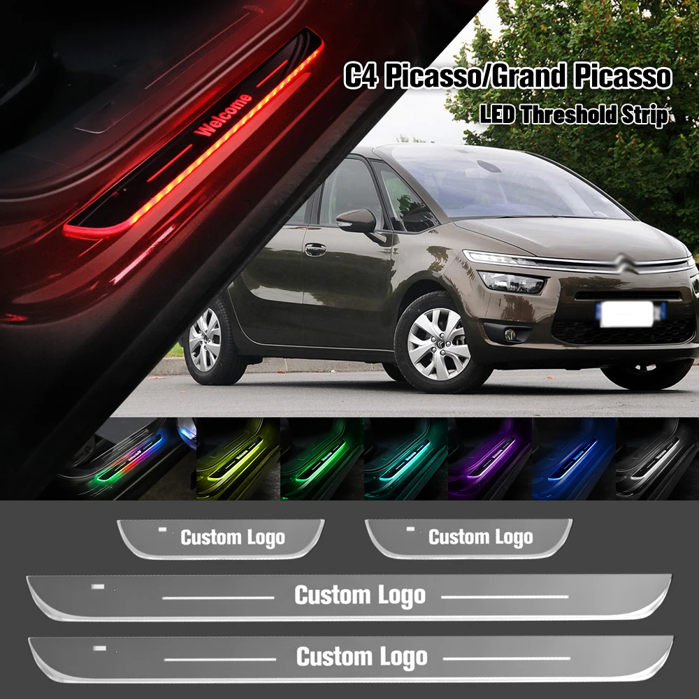 

For Citroen C4 Picasso Grand Picasso 2006-2022 Car Door Sill Light Customized Logo LED Welcome Threshold Pedal Lamp Accessories