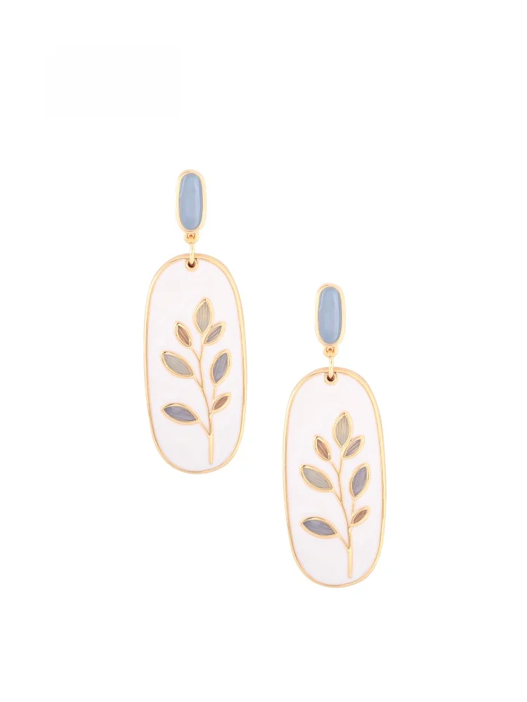 sumni-plant-floral-earrings-enamel-drip-glaze-18k-gold-spring-summer-women's-ear-jewelry-original-style-alloy-gold-plated