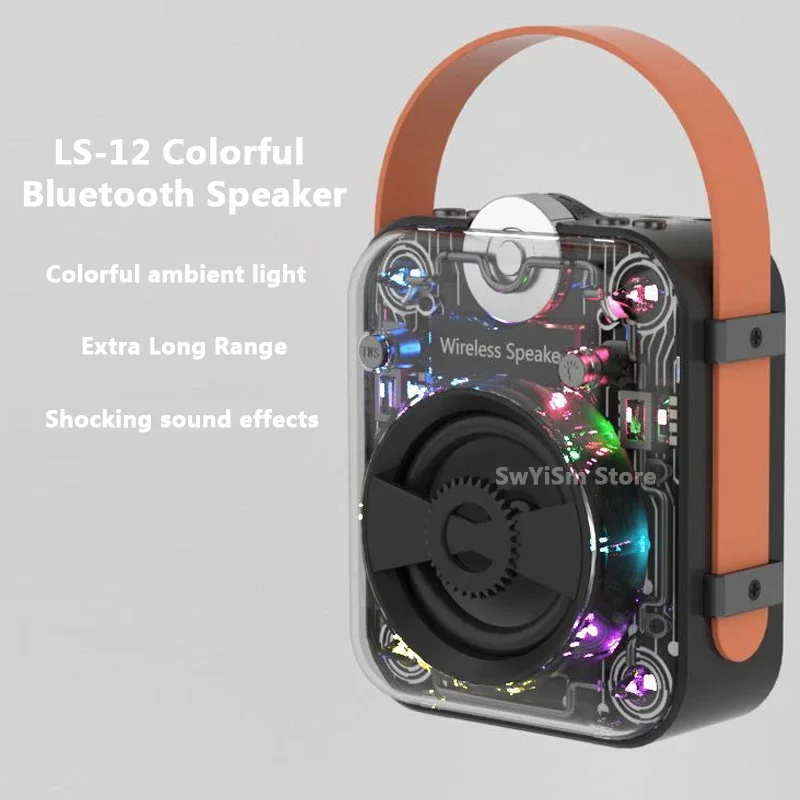 Transparent Mecha Fashion Portable RGB Pickup Rhythm Light Game Bluetooth Speaker Caixa De Som Camping Heavy Bass Family Party
