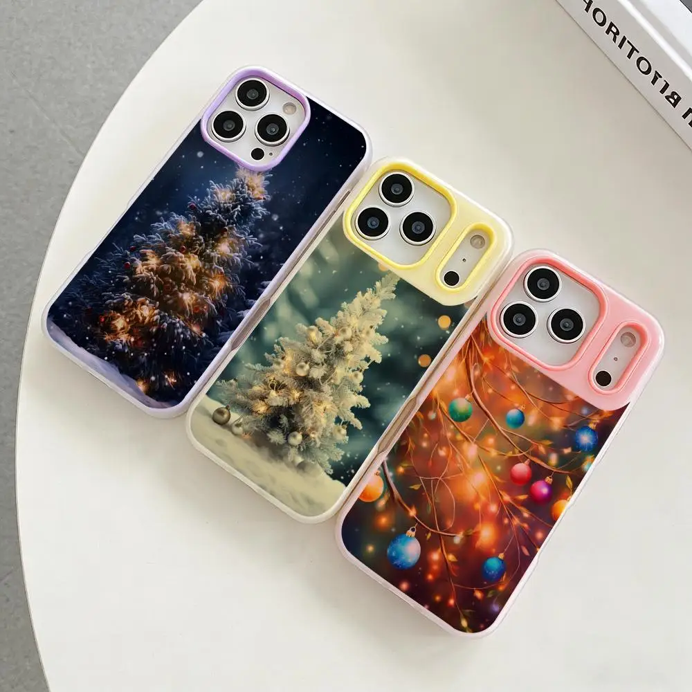 

Decor C-Christmas Tree Lights Phone Case Colorful 2‑in‑1 Jelly Matte Clear Full Protection Case For iPhone 11‑17 Series
